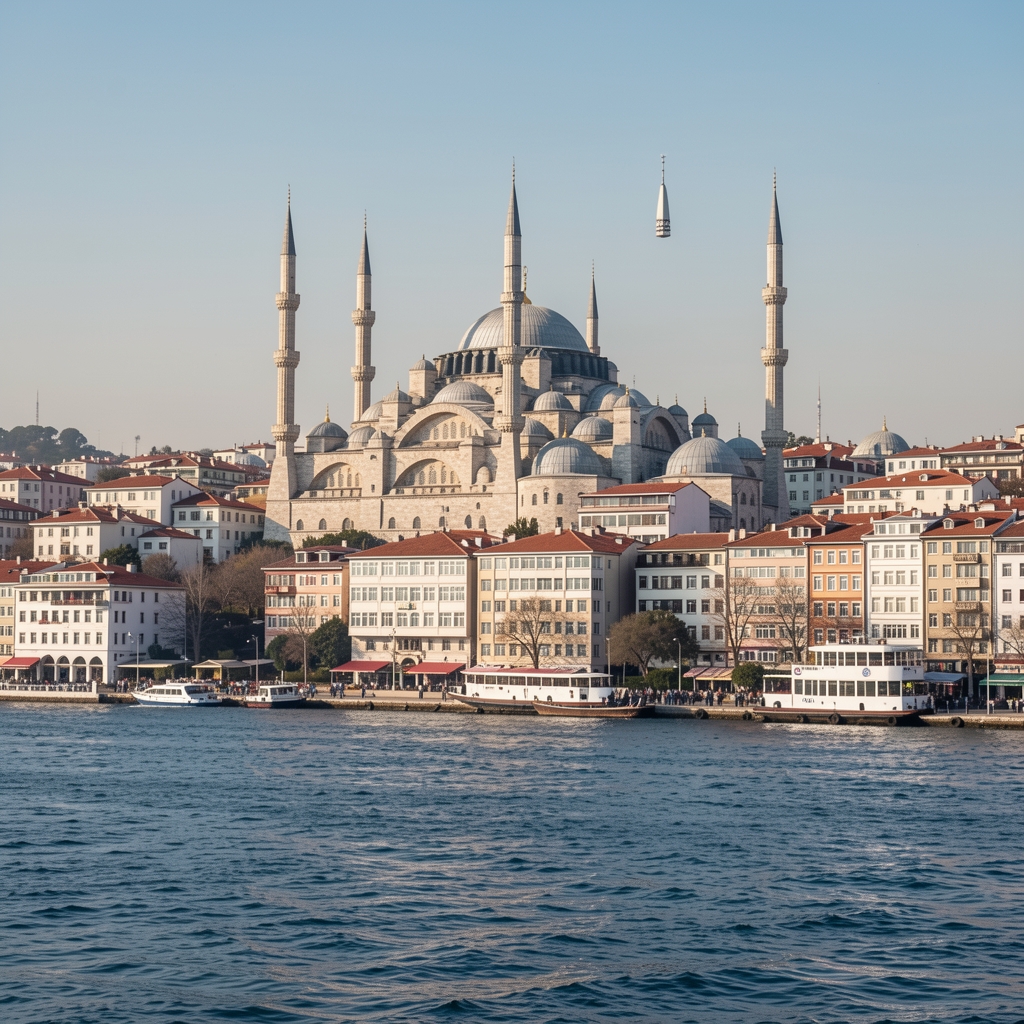 İstanbul'da enerji altyapısı ve şehir silueti, gün ışığında insan olmayan geniş manzara